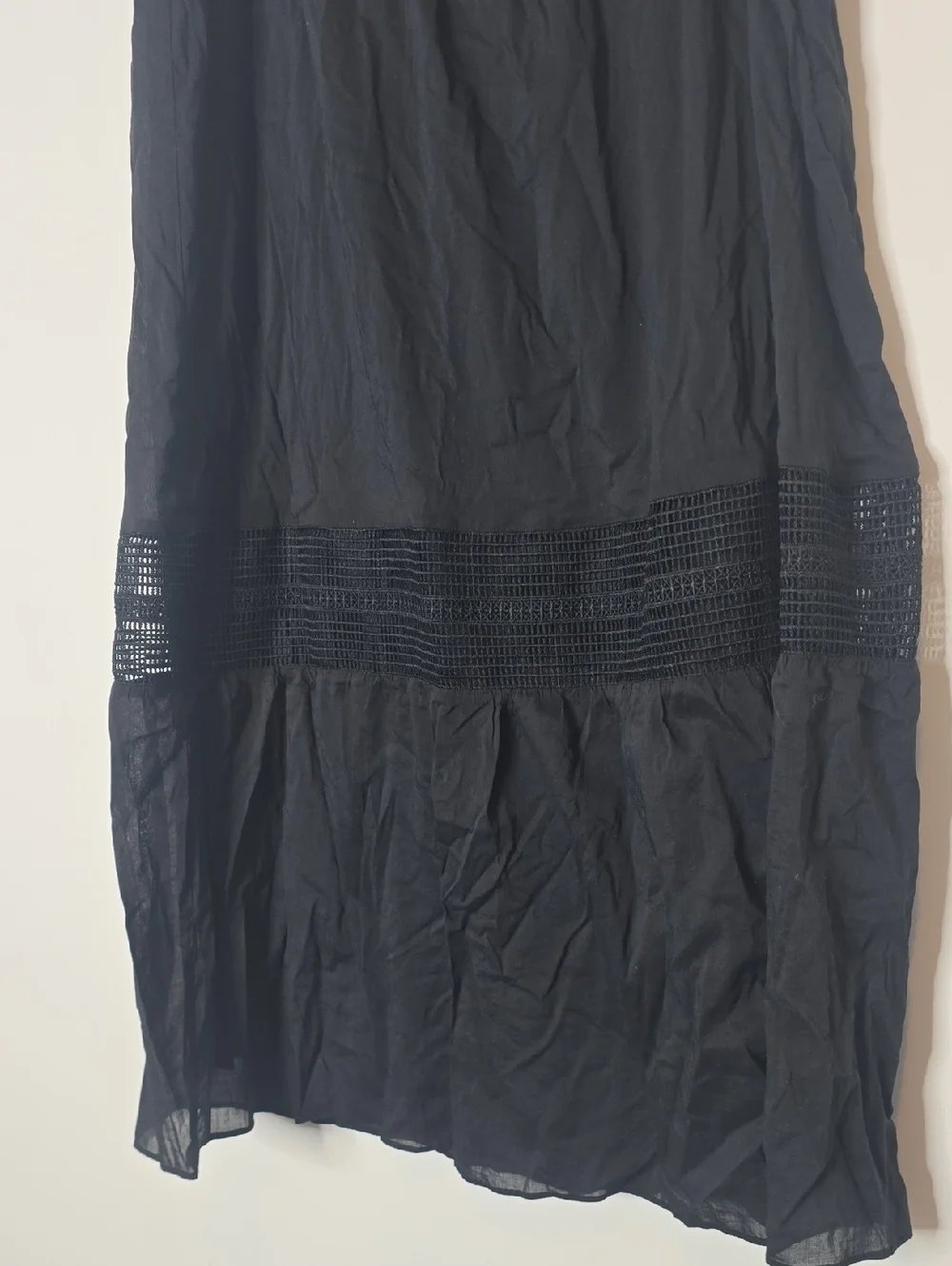 Vintage Plus Size Black Maxi Skirt with Crochet Panel - Picture 3 of 7